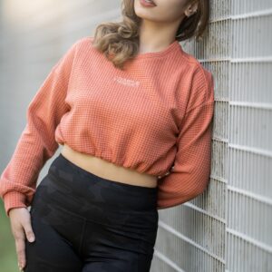 SM Waffle long sleeves crop top