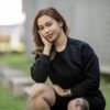 SM Waffle long sleeves crop top
