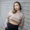 SM Waffle long sleeves crop top