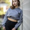 SM Waffle long sleeves crop top