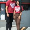 SIMPLE MINDSET LYCRA HEART LONG TEE AND CROPPED TOP