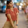 SIMPLE MINDSET CLASSY WAFFLE CROPPED TOP
