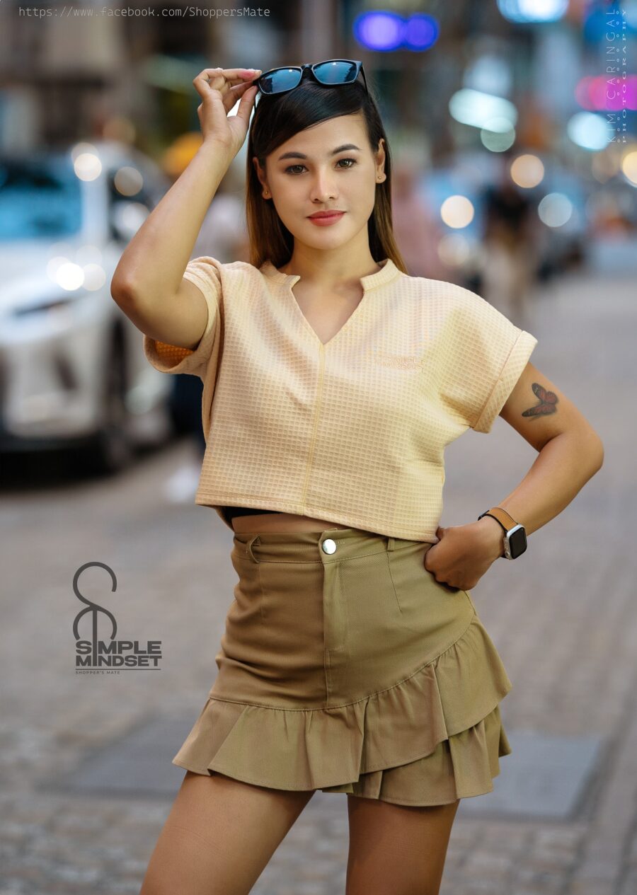 SIMPLE MINDSET CLASSY WAFFLE CROPPED TOP