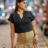 SIMPLE MINDSET CLASSY WAFFLE CROPPED TOP