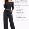 Striped Off-Shoulder Top & Drawstring Pants Set