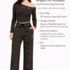 Striped Off-Shoulder Top & Drawstring Pants Set