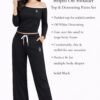 Striped Off-Shoulder Top & Drawstring Pants Set