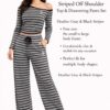 Striped Off-Shoulder Top & Drawstring Pants Set