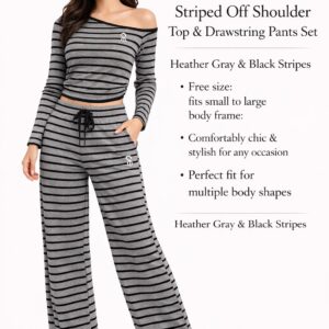 Striped Off-Shoulder Top & Drawstring Pants Set